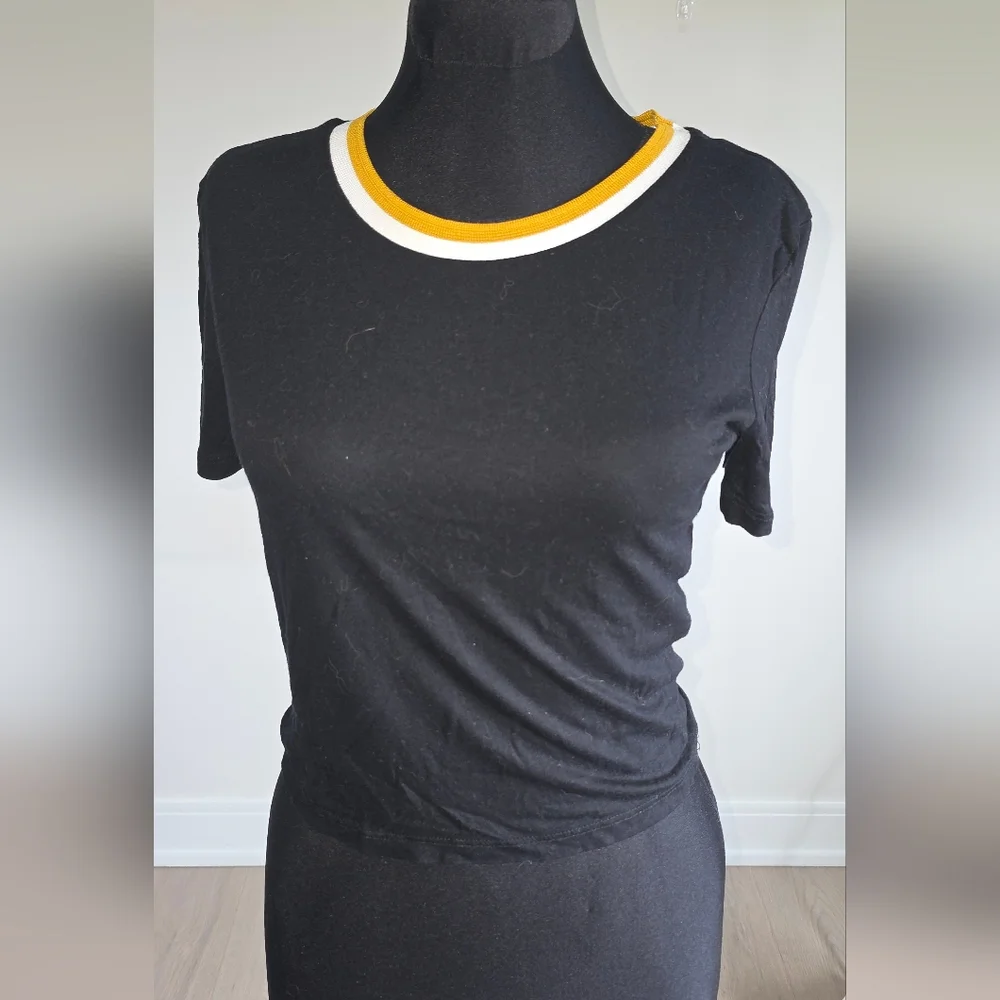 Zara Trafaluc Black Fitted Cropped Plain Short Sleeve Tee S - Picture 6 of 11
